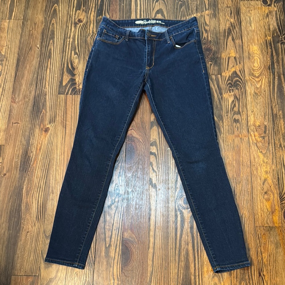 Old Navy Dark Blue Rockstar Mid-Rise Skinny Jeans Modern Fit Size 8